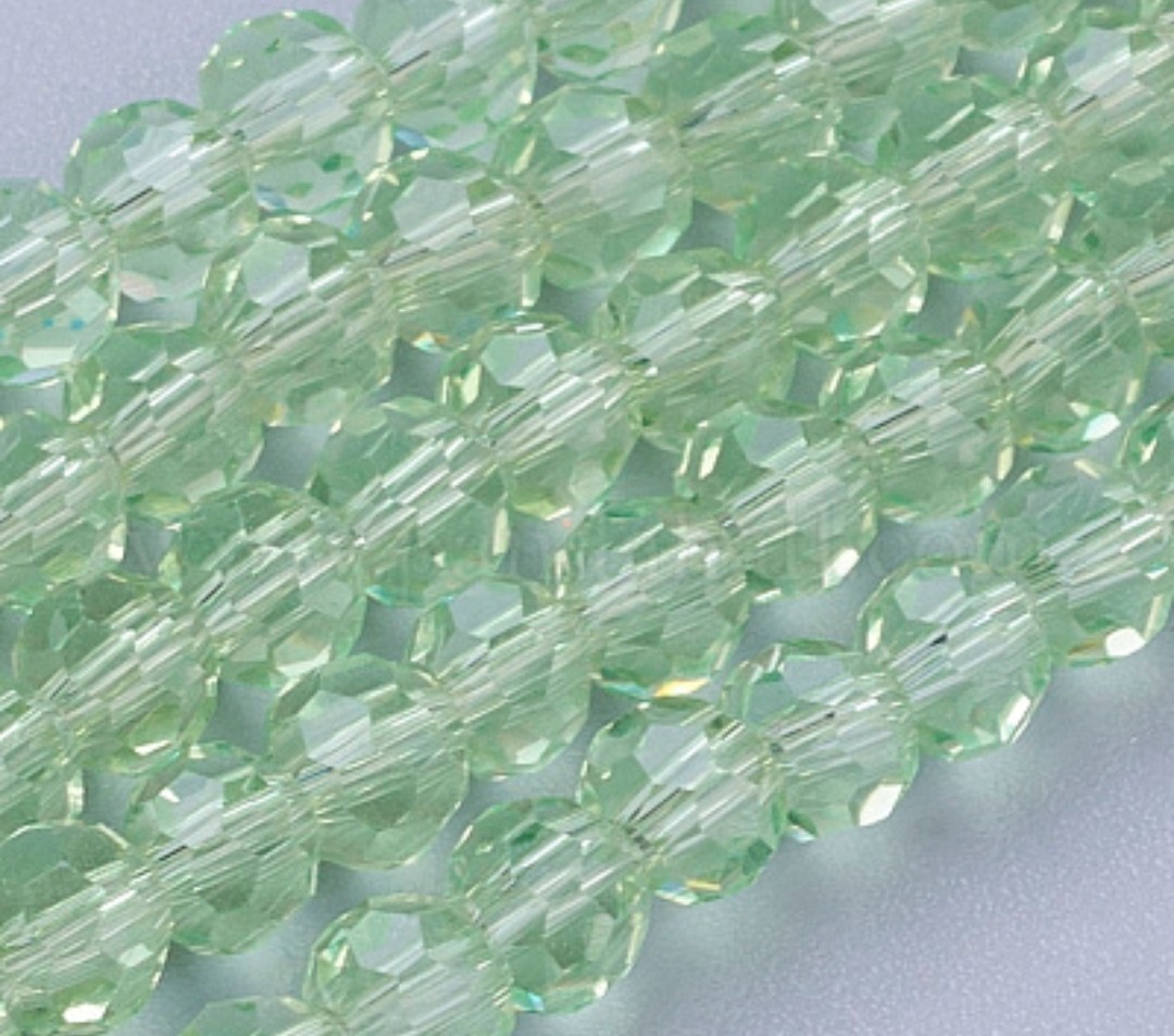 4mm Faceted Round Glass Beads Mint Green 1mm Hole 13in Strand