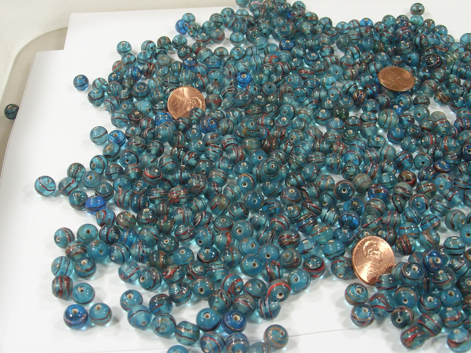 2 Pounds 8mm Round Blue India Handmade Glass Beads Wholesale Bulk (OLC-1) ⭐