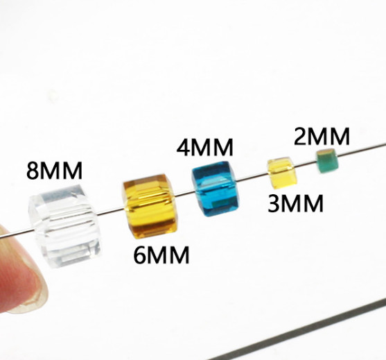 4mm 6mm 8mm Square Crystal Glass loose spacer Beads Jewelry Making Crafts Bead