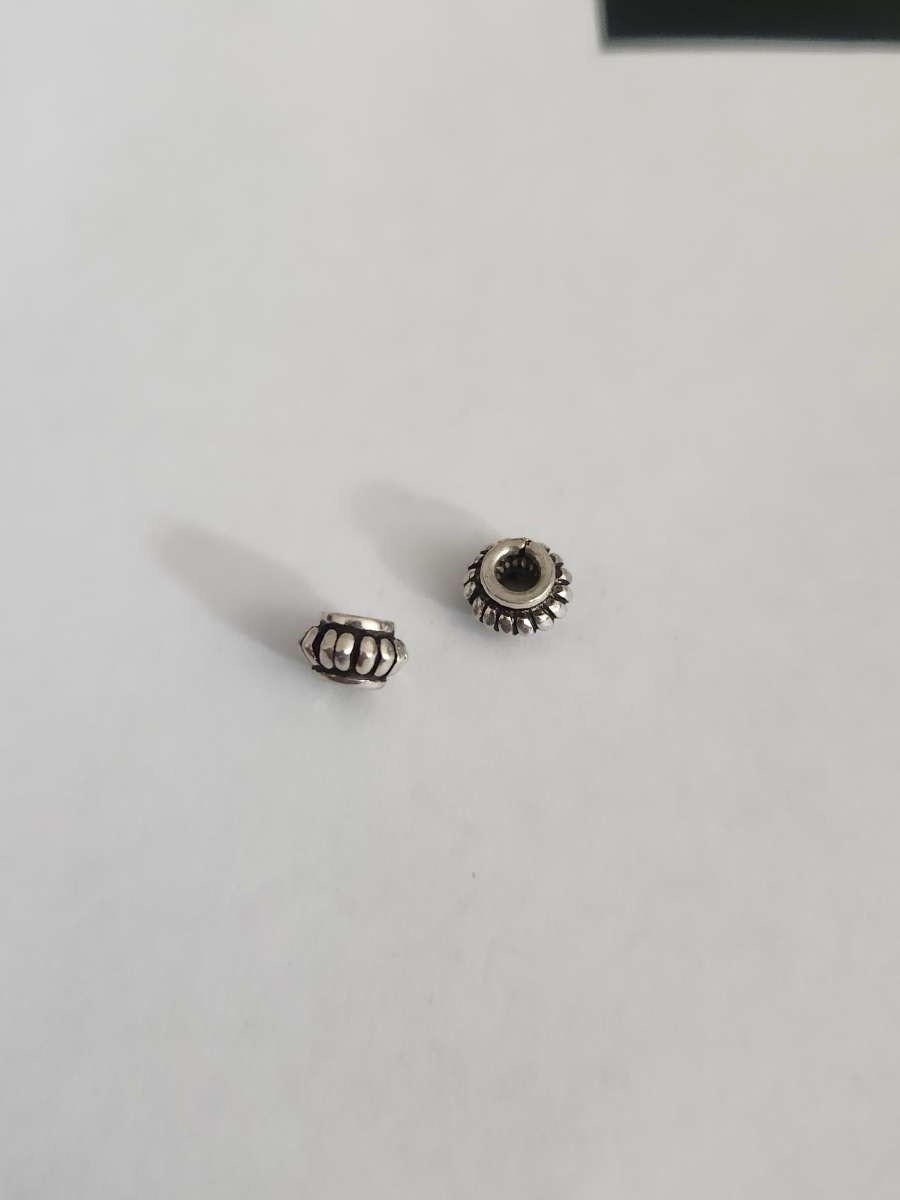 2 Sterling Silver Bali Spacer Beads 7mm Oxidized Rondelle Beads 2g