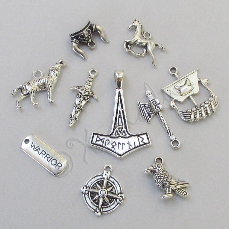 Vikings Charms Antiqued Silver Plated Pendants 10PC Mix CM0275 – 10, 20 Or 50PCs