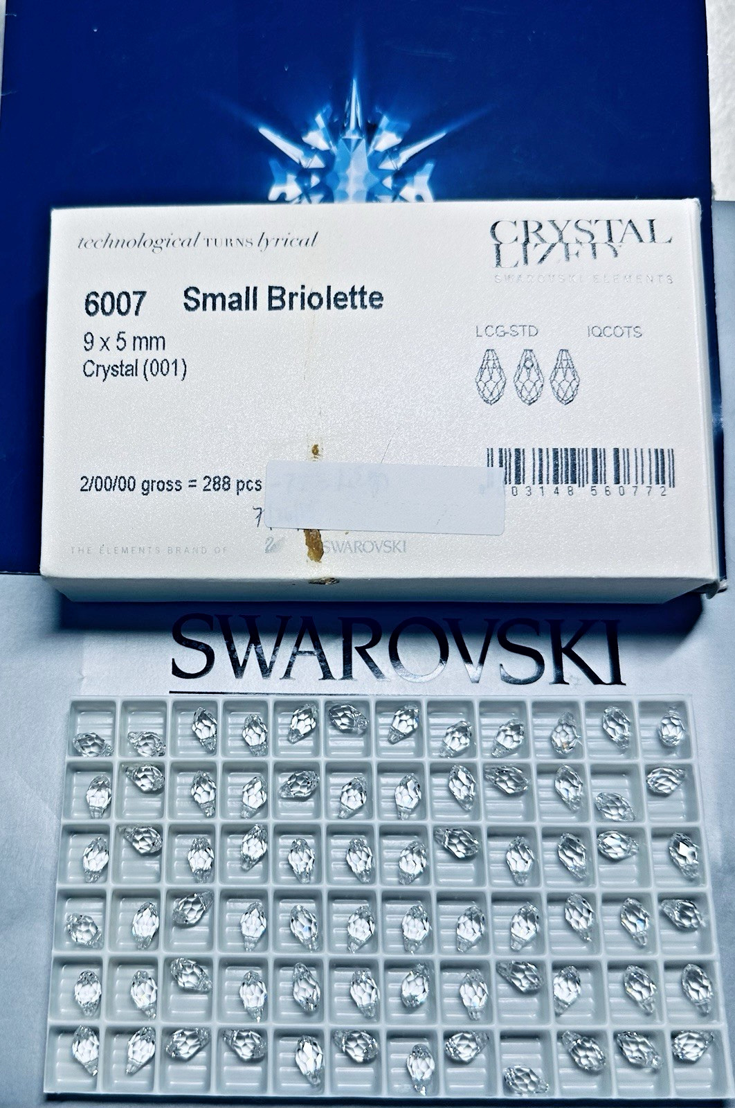 Swarovski Briolette Pendant 6007 9 x 5mm Crystal OPEN 24 Pack Austria