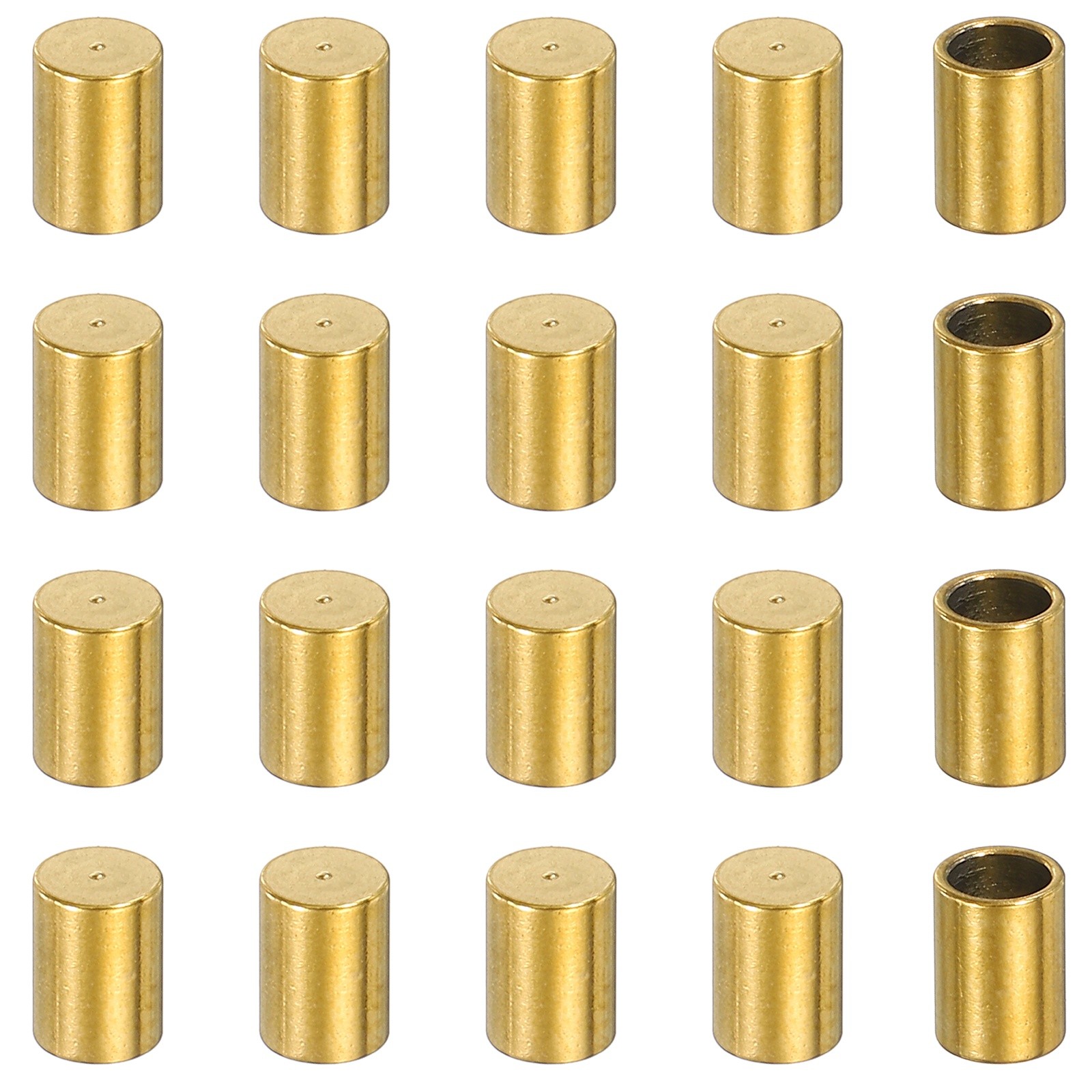 20Pcs 3mm Dia Stainless Steel Rope End Caps Golden Tone
