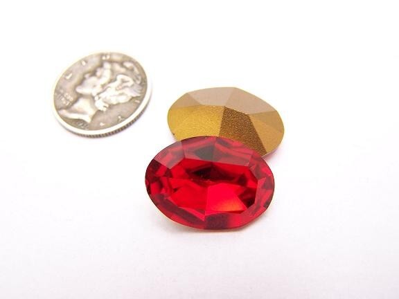 Light Siam GF (18x13mm) Vintage Swarovski 4100 Oval Faceted Crystal Stones