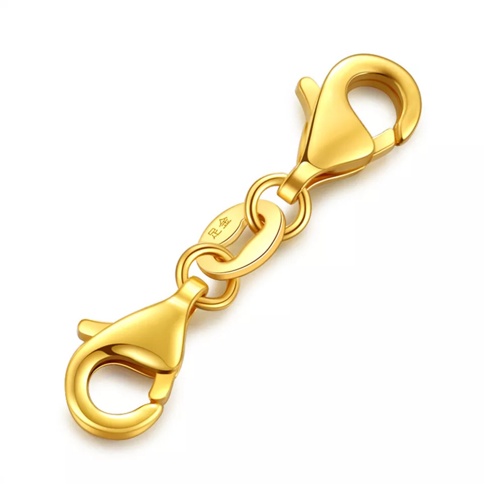 Pure 999 24K Yellow Gold Lobster Clasp Extend Connector Diy For Chain 0.24in H