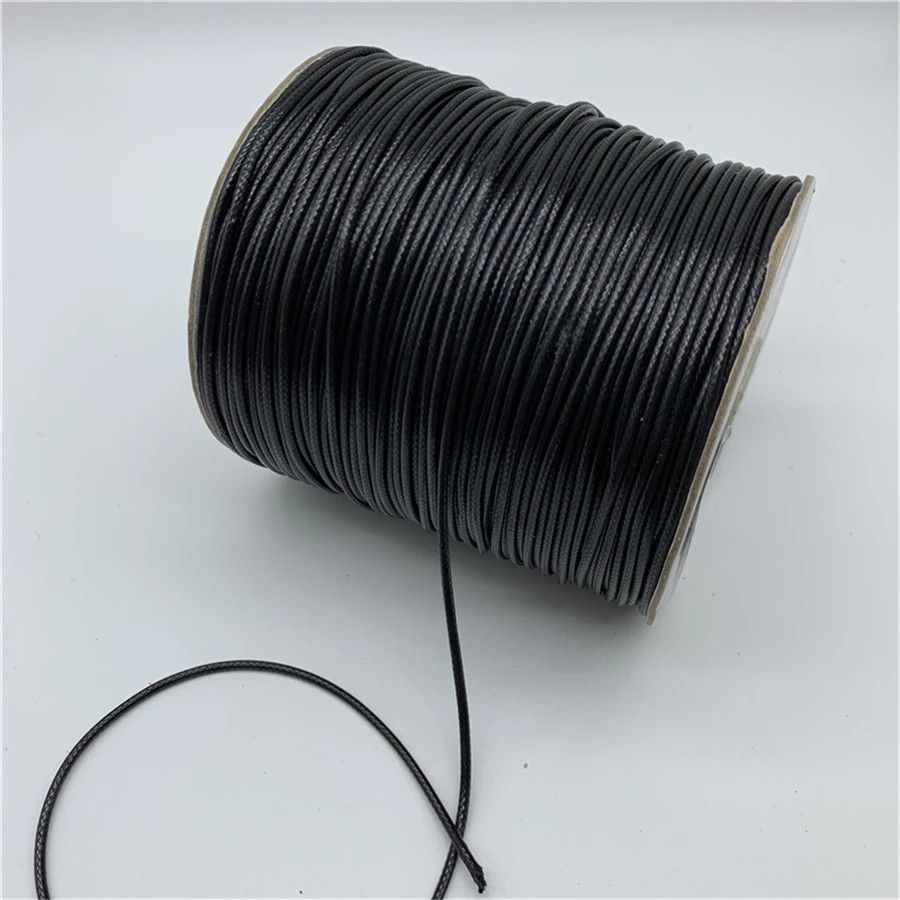Waxed Cotton Cord Black Jewelry Making Thread 0.5-2mm Necklace Rope String