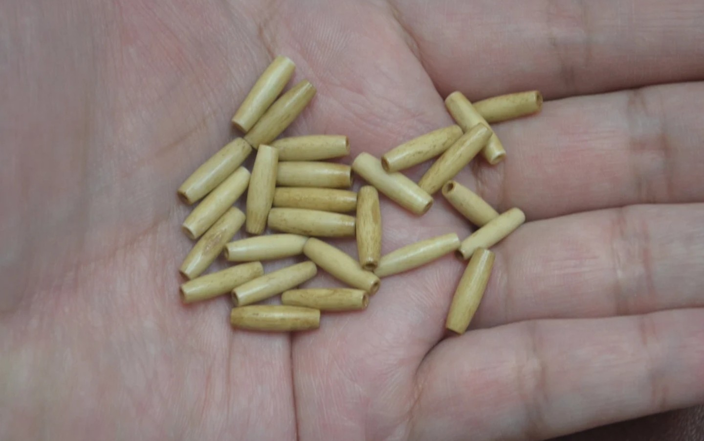 100 PCS LIGHT BROWN BUFFALO BONE HAIR THIN PIPE BEADING BEADS 1/2″