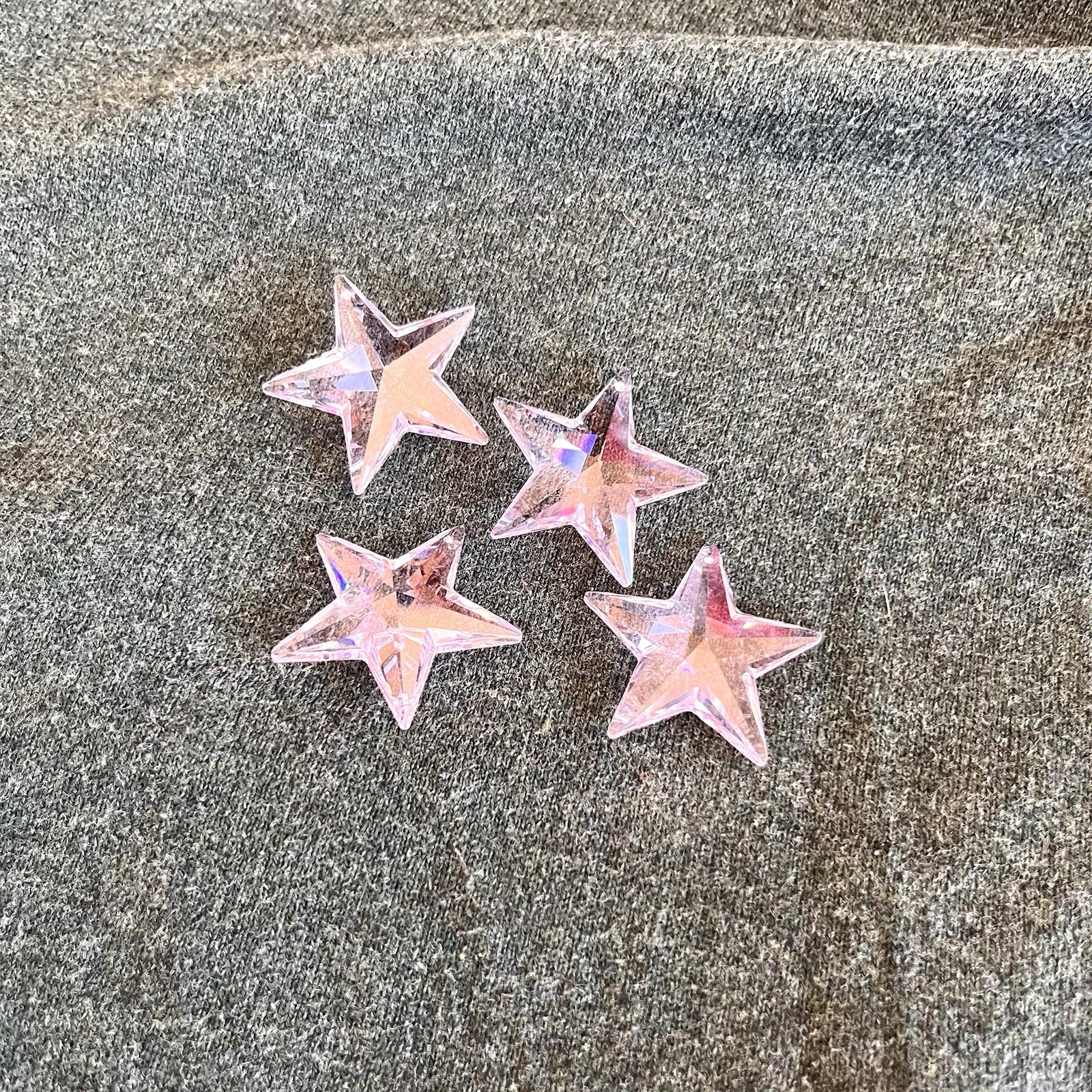 4 piece Vintage Swarovski Crystal Rose/pink Star Faceted Pendants Beads