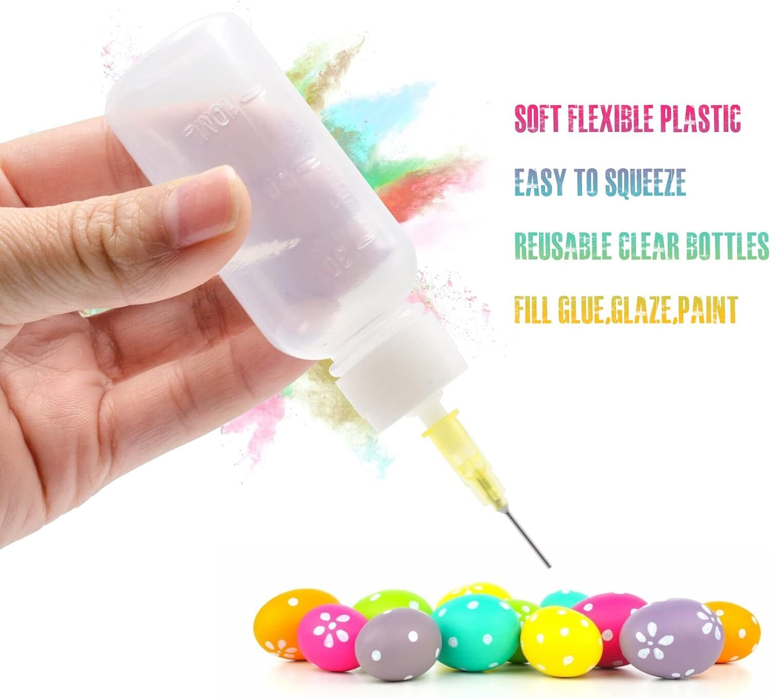 10/20xNeedle Tip Bottles Set 30/50ml Squeeze Plastic Bottles Oil Liquid Glue Ink