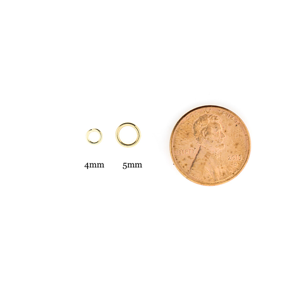 Genuine 14KT Gold, 5mm 22 Gauge Closed Jump Ring, 1 Piece, Real Gold Jump Rings