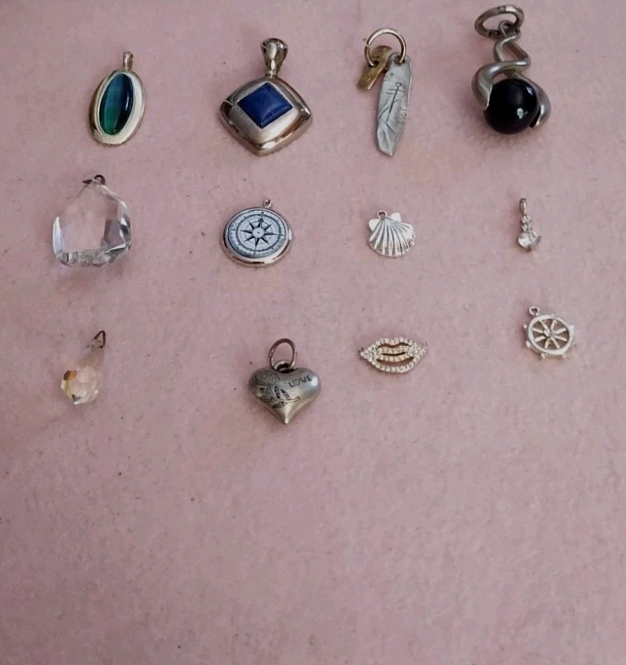 Silver-tone Pendants And Charms Lot Of Twelve /Free Shipping