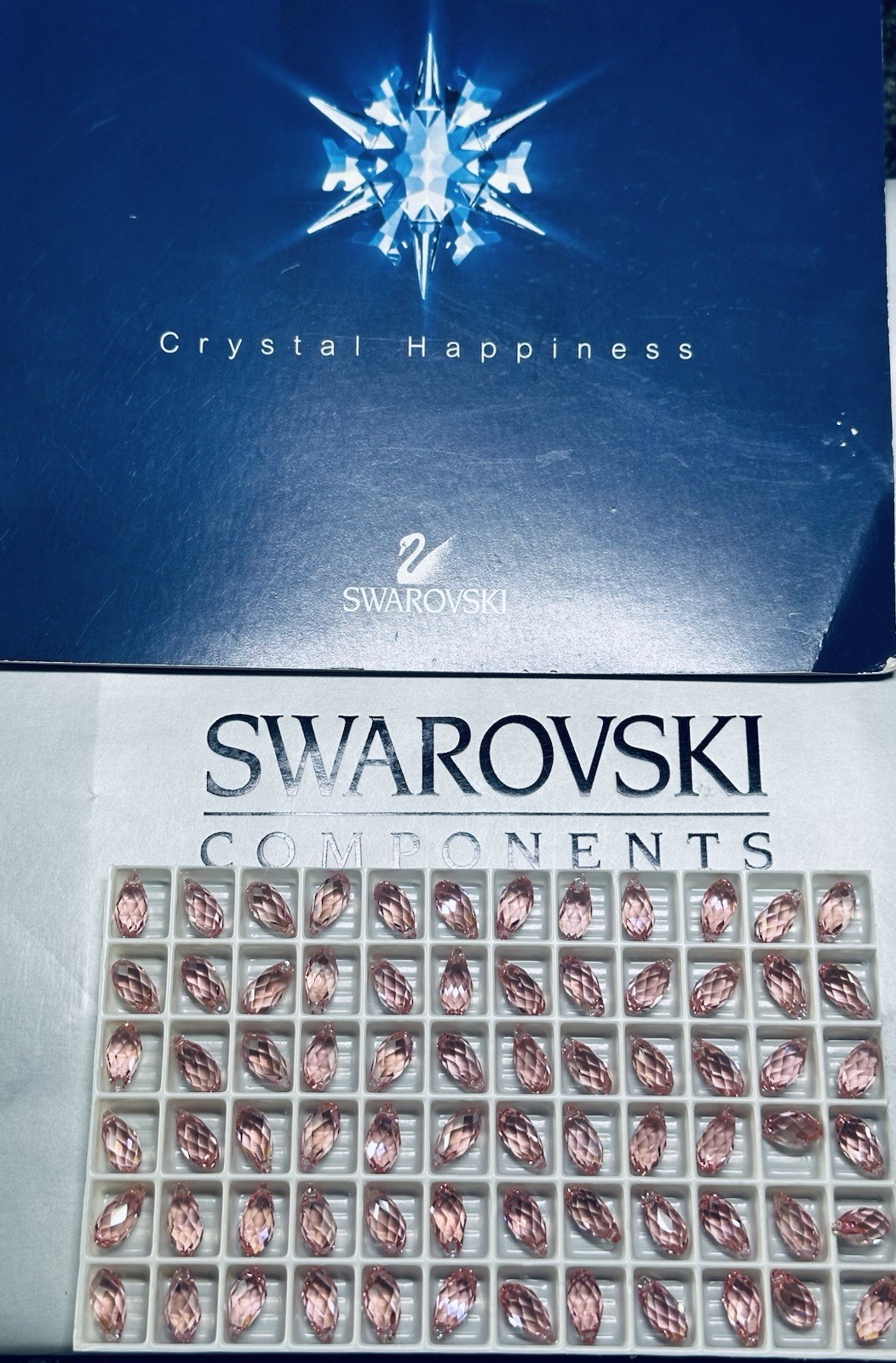 Swarovski Briolette Pendant 6010 11×5.5 mm Light Rose Moonlight 12Pcs Austria