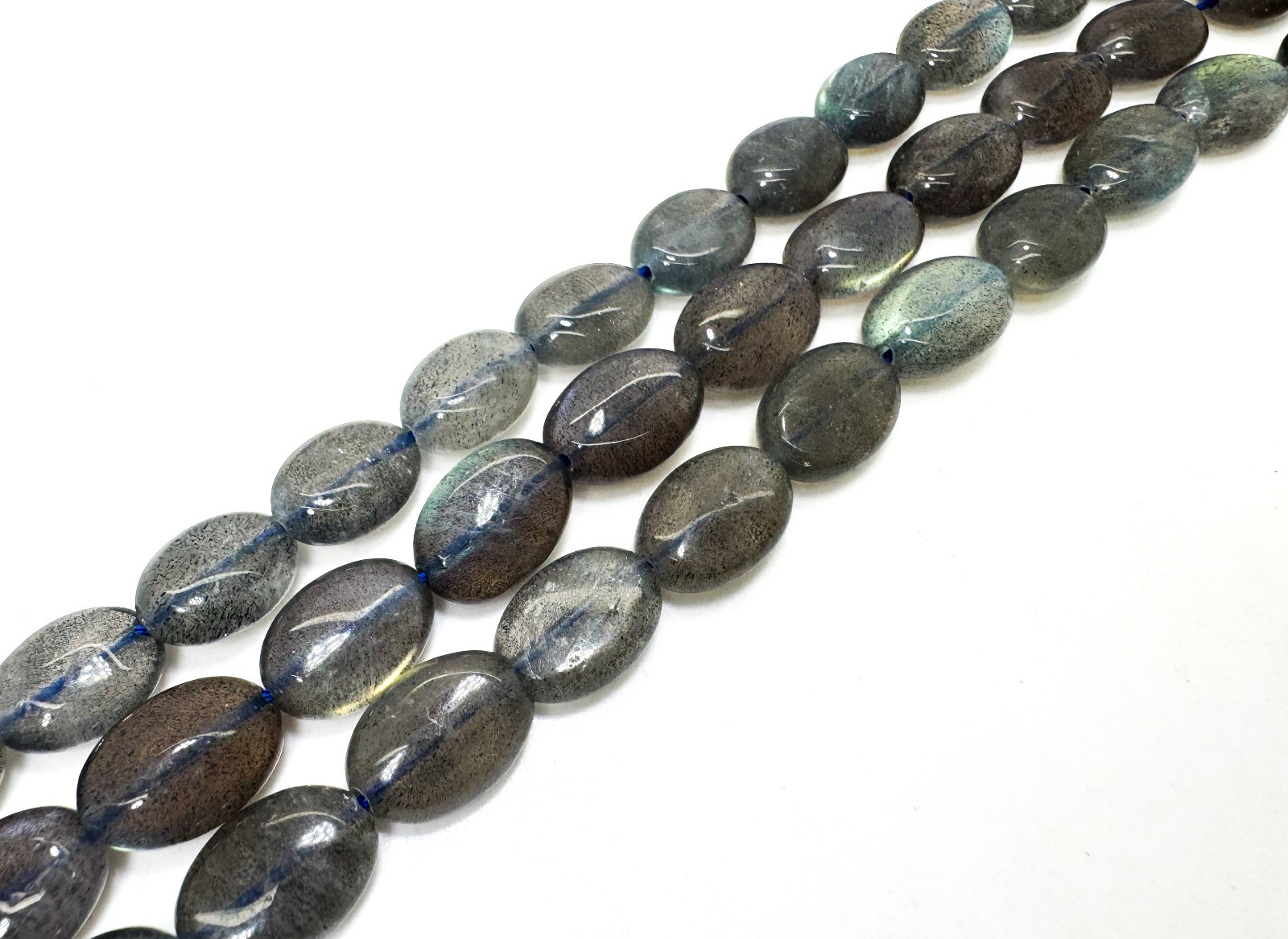Natural Labradorite Oval Beads | 8x11mm | Shimmery Blue Flash Gemstone Beads