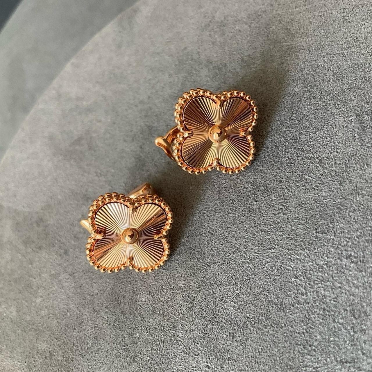 Flower earrings Sterling Silver 925 rose gold plated 15mm