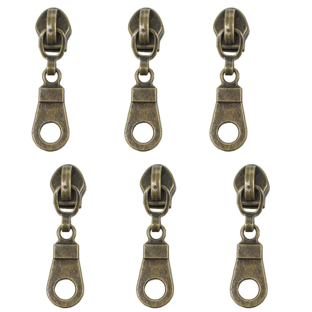 50PCS Anti-Brass Pulls for #5 Nylon Coil Zippers Antique Brass Zipper Sliders…