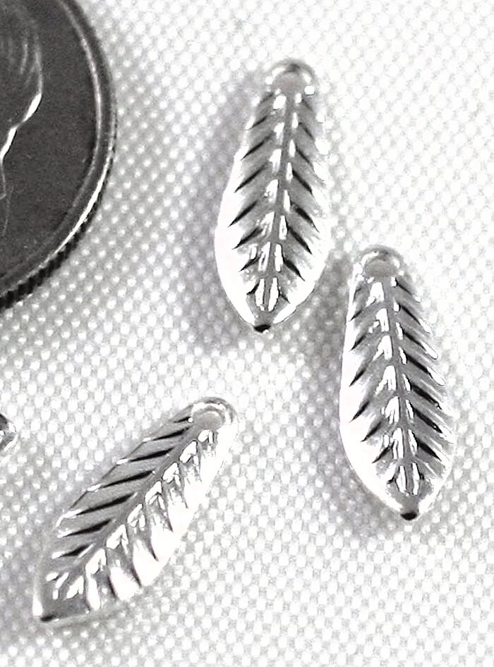 Charm, Leaf, 144 Silver Plated Brass 11.5x4mm Curved Leaf Drop Charms *