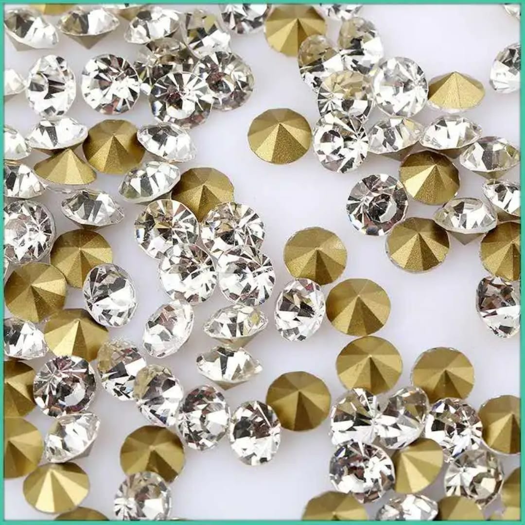 Point Back Round Crystals Gems Stones Foiled Glass Chatons Diamante Rhinestone