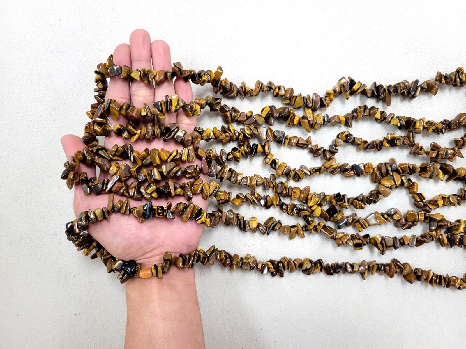 Tiger’s Eye Crystal Beads Natural Stone Chunky Drilled Freeform Gemstone Chips