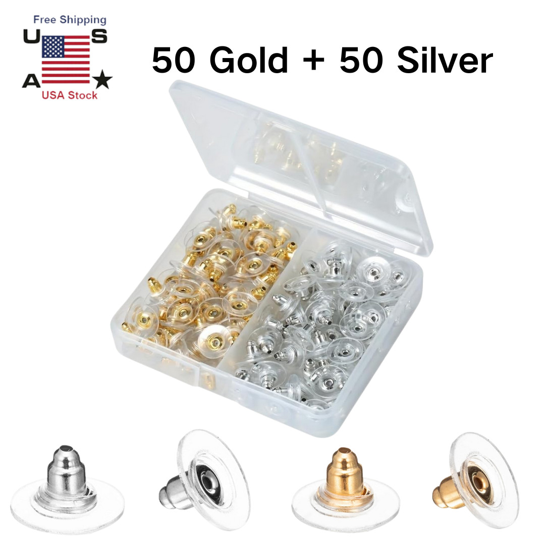 200× Metal Earring Backs Earring Clutch for Droopy Ears/Studs/Heavy Earring US