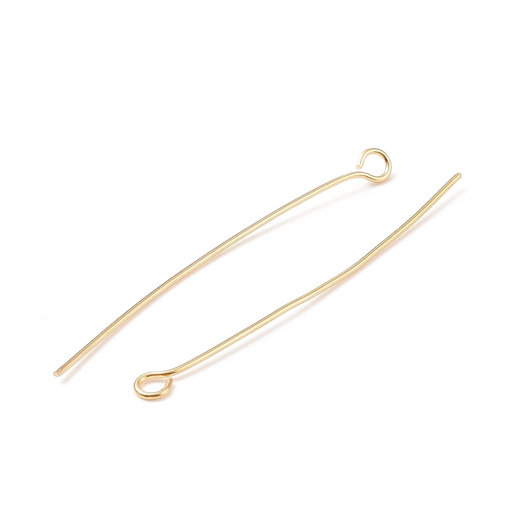 500pcs Gold Stainless Steel Eye Pins 40mm Long for Beaded Earring Jewelry Making