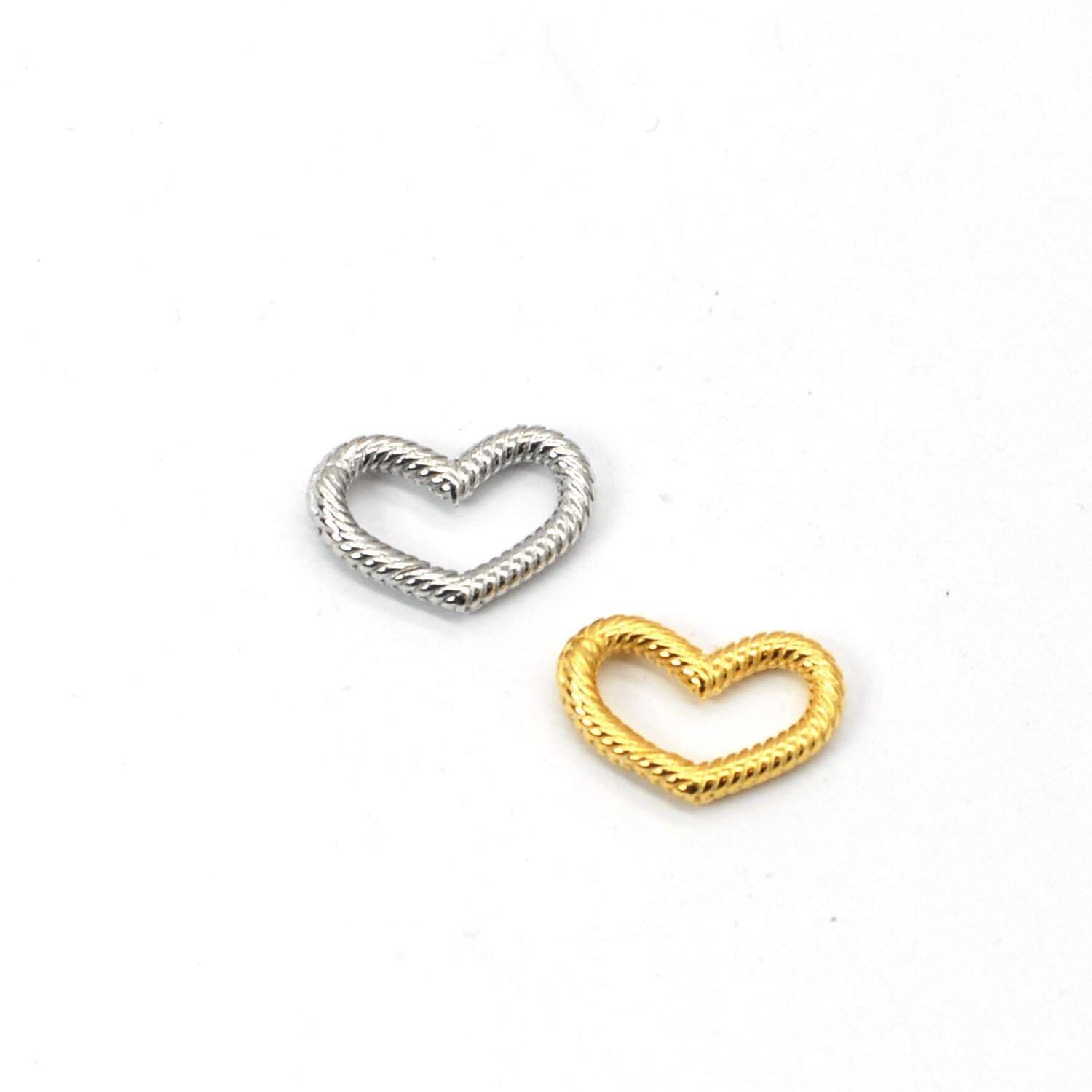 1PC Sterling Silver, 18K Gold Plated Heart Carabiner Clasps, Closure Connector