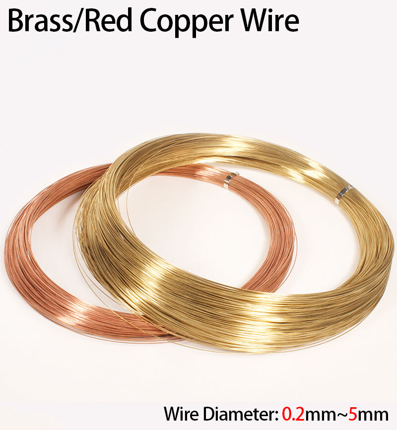 Solid Pure Brass/Red Copper Round Wire Soft Uncoated Wire Diameter 0.2mm~5mm