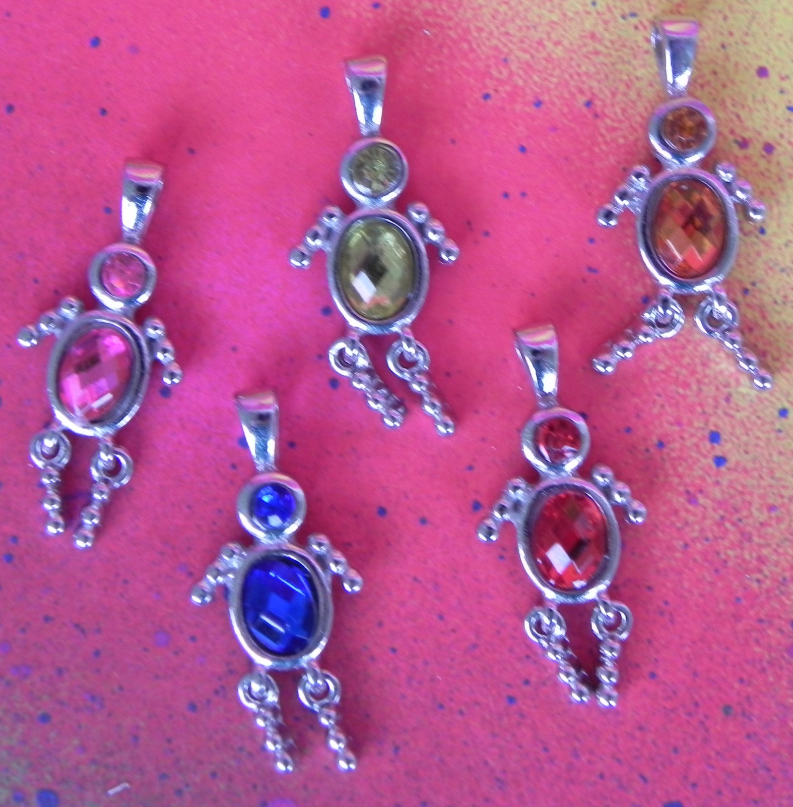 10 Rhinestone People Dangle Children Boy and Girl Charm Female Male Charm