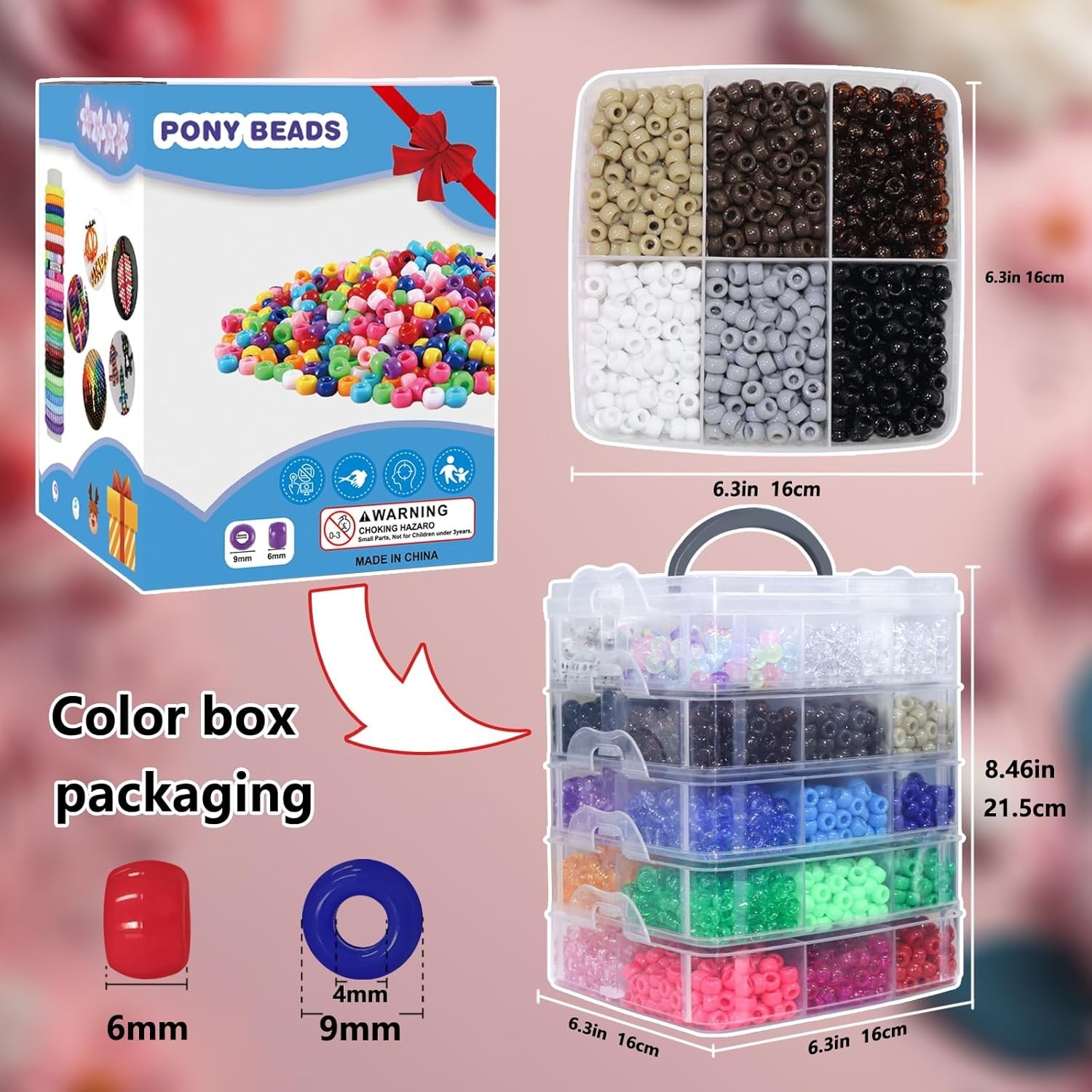 Pony Beads Bracelet Making Kit 5400PCS Alphabet Number Beads Cord Set