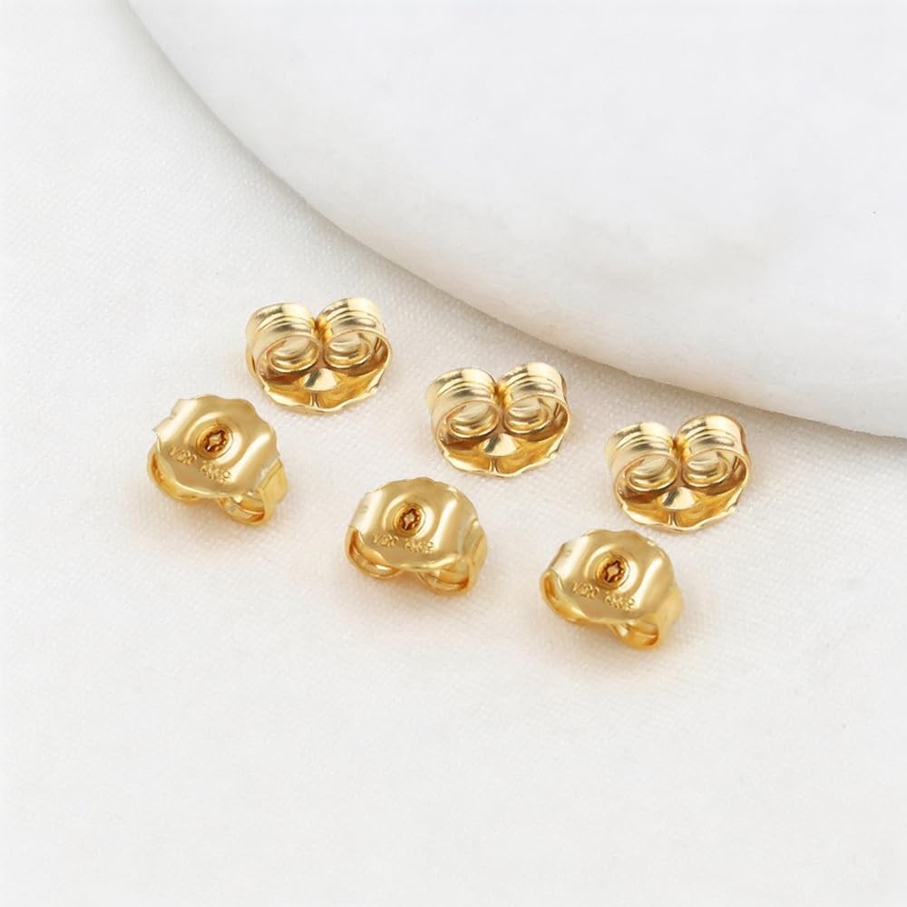 14K Gold Earring Backs for Stud Earrings – Yellow Locking (3 Pairs)