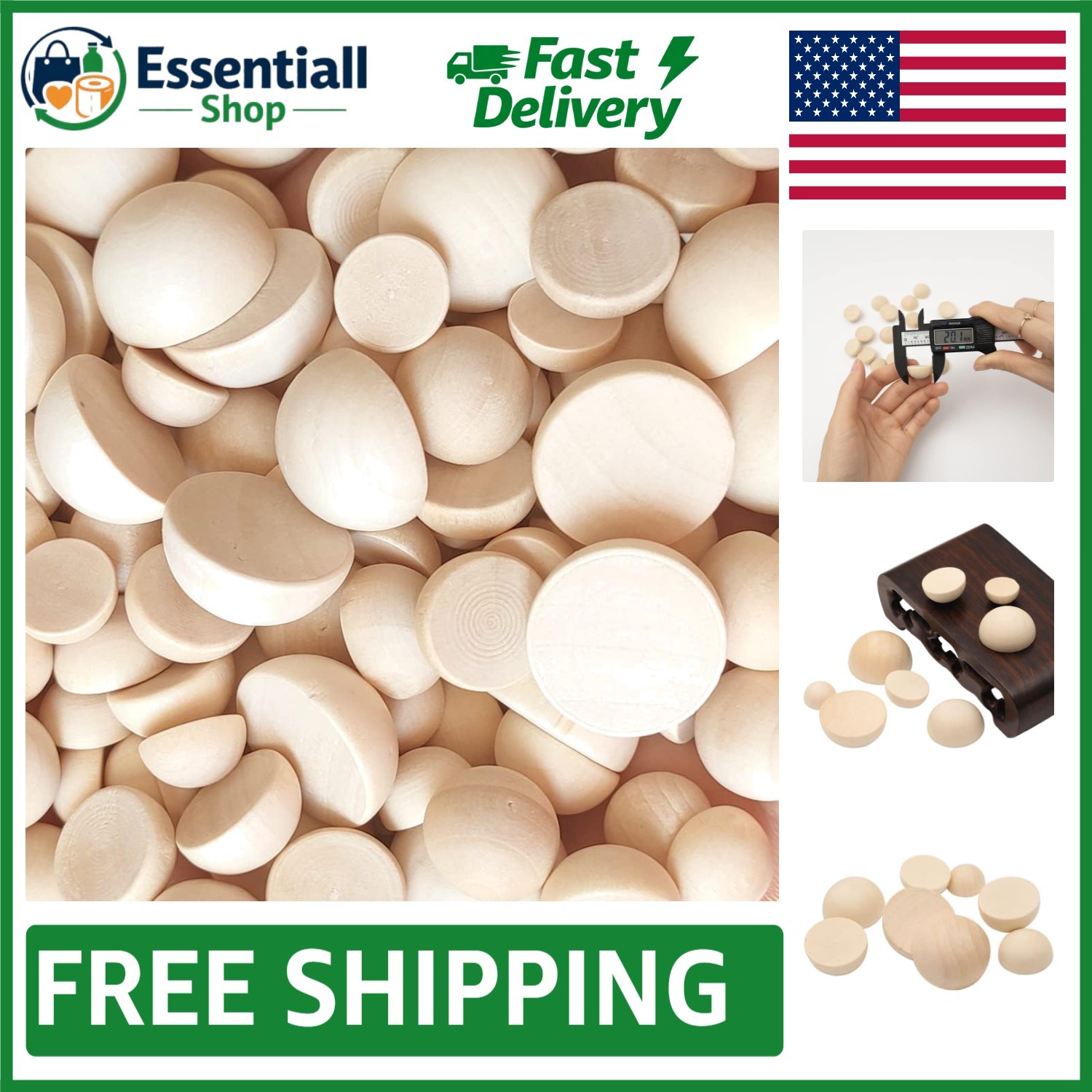 Versatile Half Round Wooden Beads in 3 Sizes – Perfect for Arts & Crafts, 120pcs