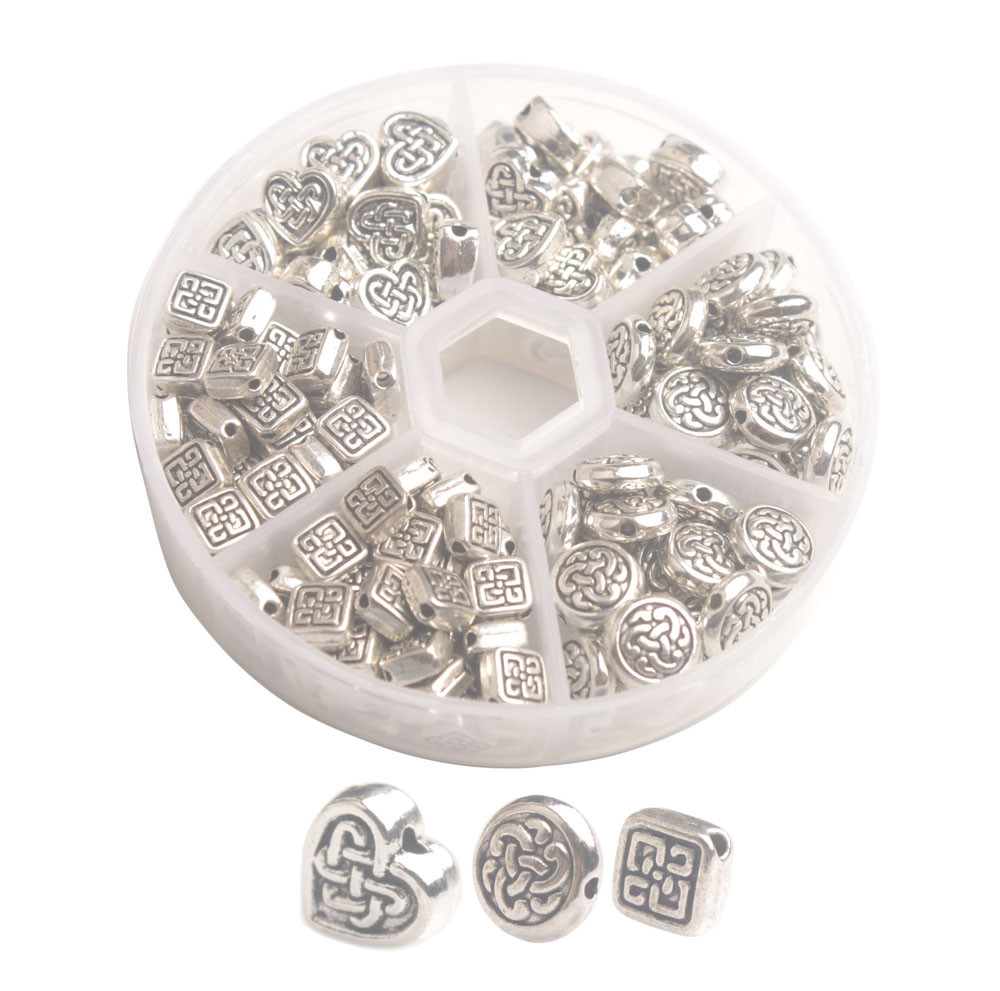 180PCS/Box Antiqued Silver Metal Knot Spacer Beads for Jewelry Making