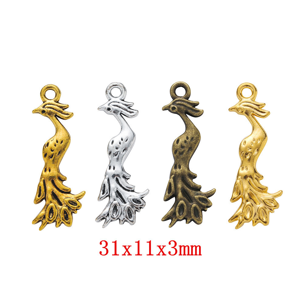 20pcs 31*11*3MM Alloy Charm Peacock Pendant for DIY Jewelry