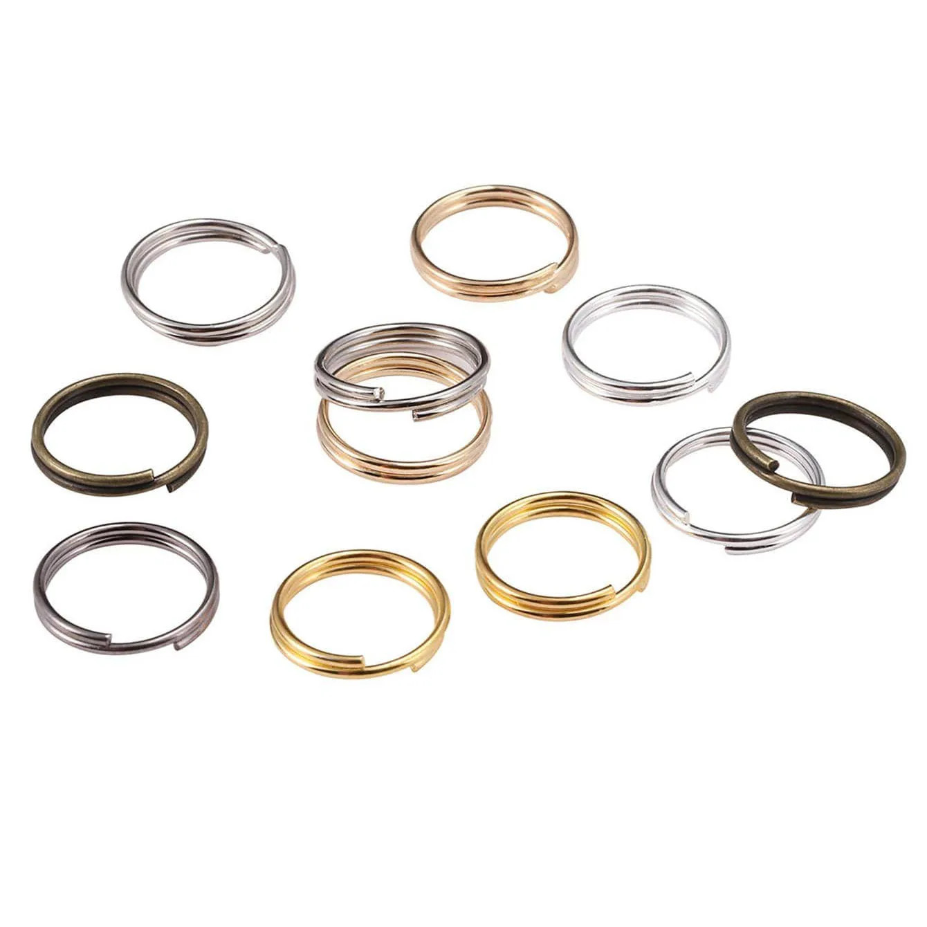 50-200PCS 4-20Mm Open Jump Rings Double Loops Gold Color Split Rings Connectors