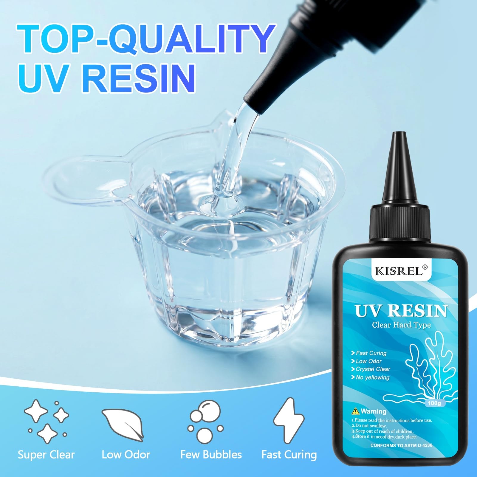 KISREL UV Resin Jewelry Making Kit, 200g Crystal Clear Resin with Light and M…