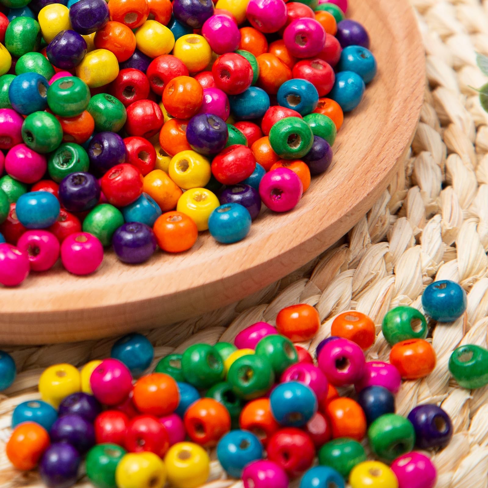 1000pcs Colorful Wooden Beads 8mm Wood Beads Wooden Loose Spacer Beads for Br…