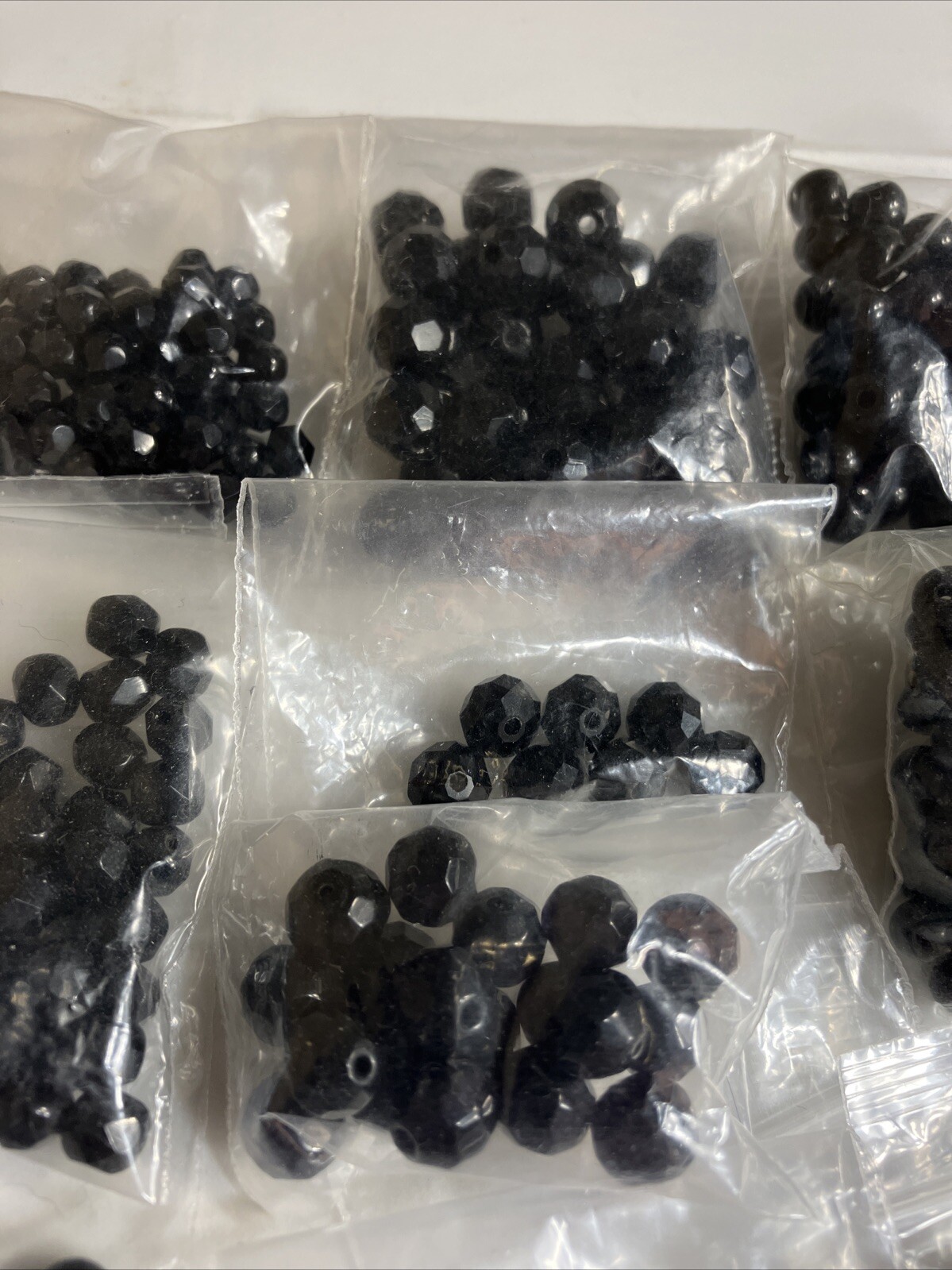 Lot of Vintage Black Beads Crystal and Some Glass Round and Other Shapes & Sizes