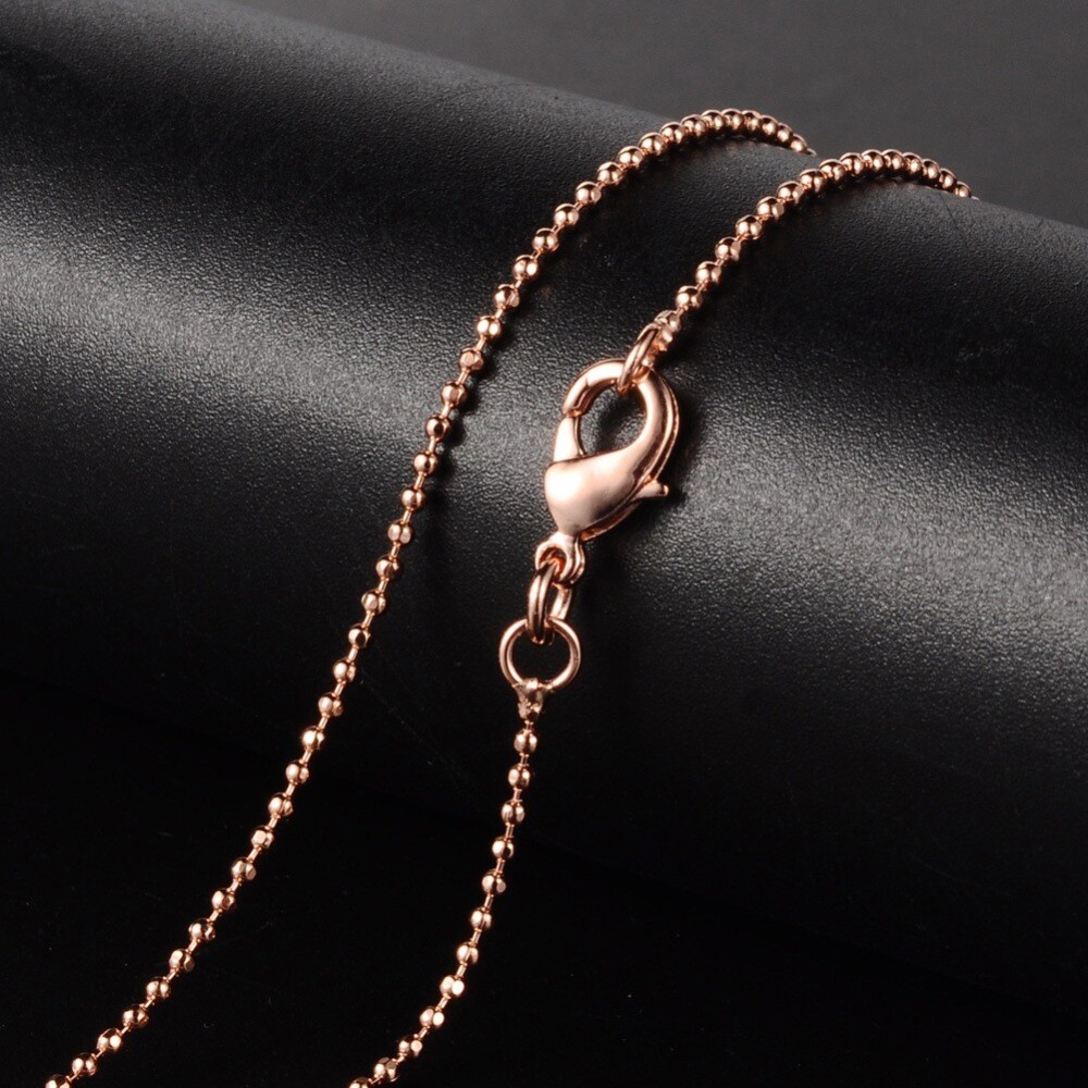Rose Gold Ball Chain Necklace Jewelry Brass 17″ Dainty Simple Bead Chain