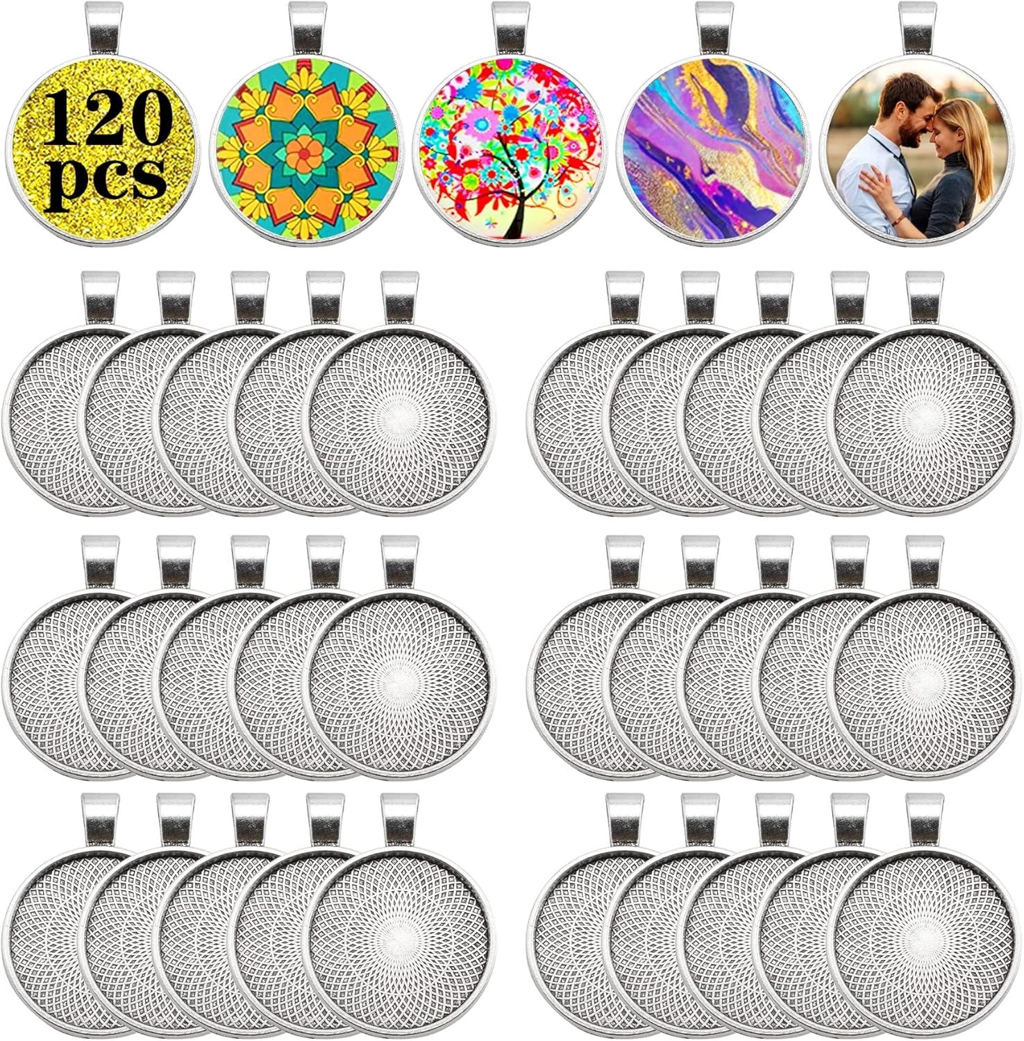 120pc Alloy Pendant Trays – High-Quality Bezel Blanks for Custom Jewelry Making