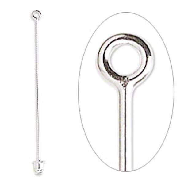 Stick Pin, Silver Plated Brass 2 1/2 Inches Long with Loop & Clutch 20 OR 50