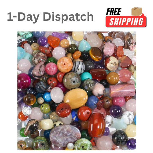Clearain 0.25 lb Assorted Natural Stone Beads for Jewelry Making 5-18mm