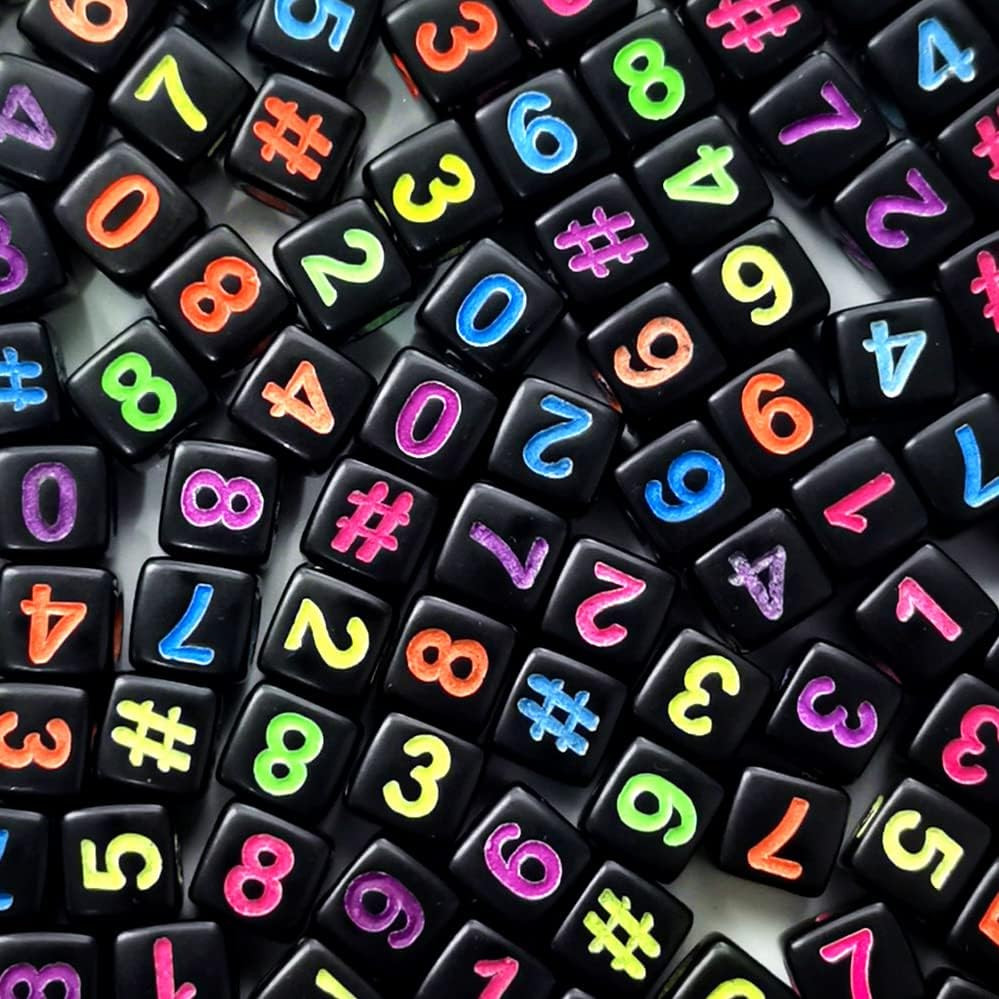 600pcs Number Beads 6 Colors Acrylic Square 6x6mm Number Beads Each Color 100pcs