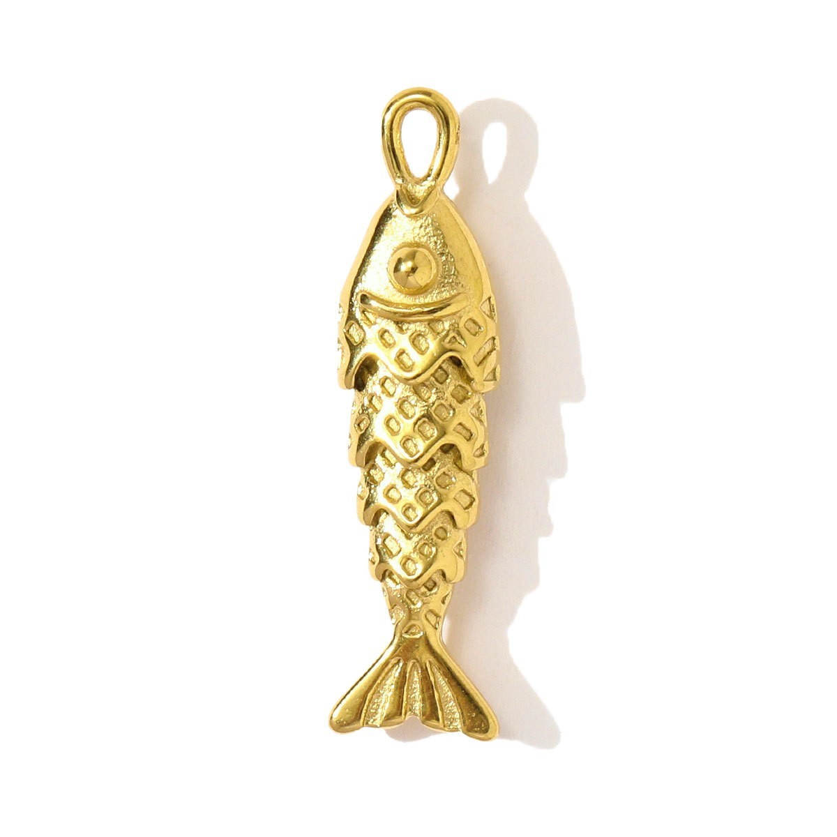 1PC Waterproof Gold Plated Stainless Steel 3D Fish Charm Pendant GQZ516
