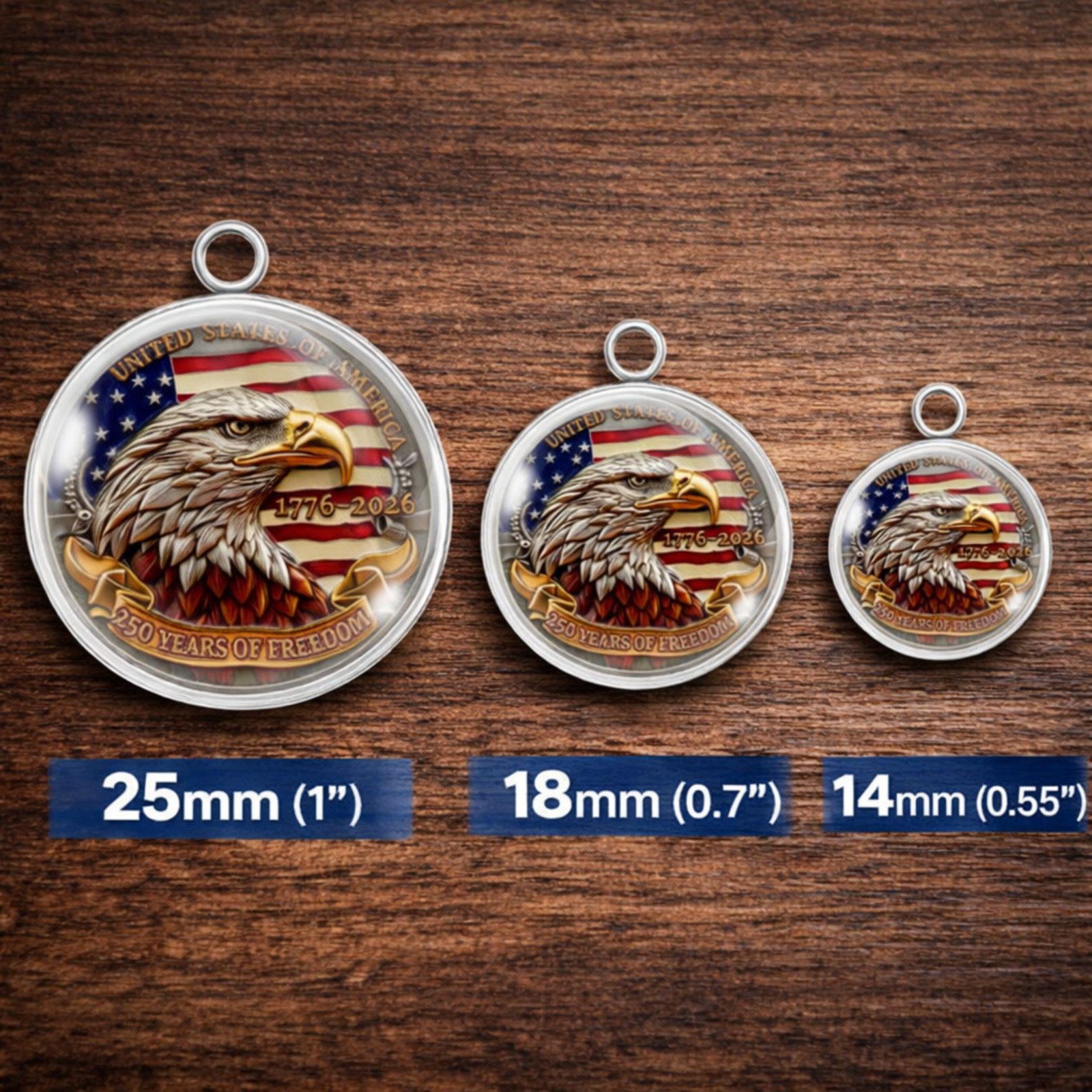 Bald Eagle USA Flag Glass Cabochon Charm Patriotic DIY Jewelry 14 18 25mm