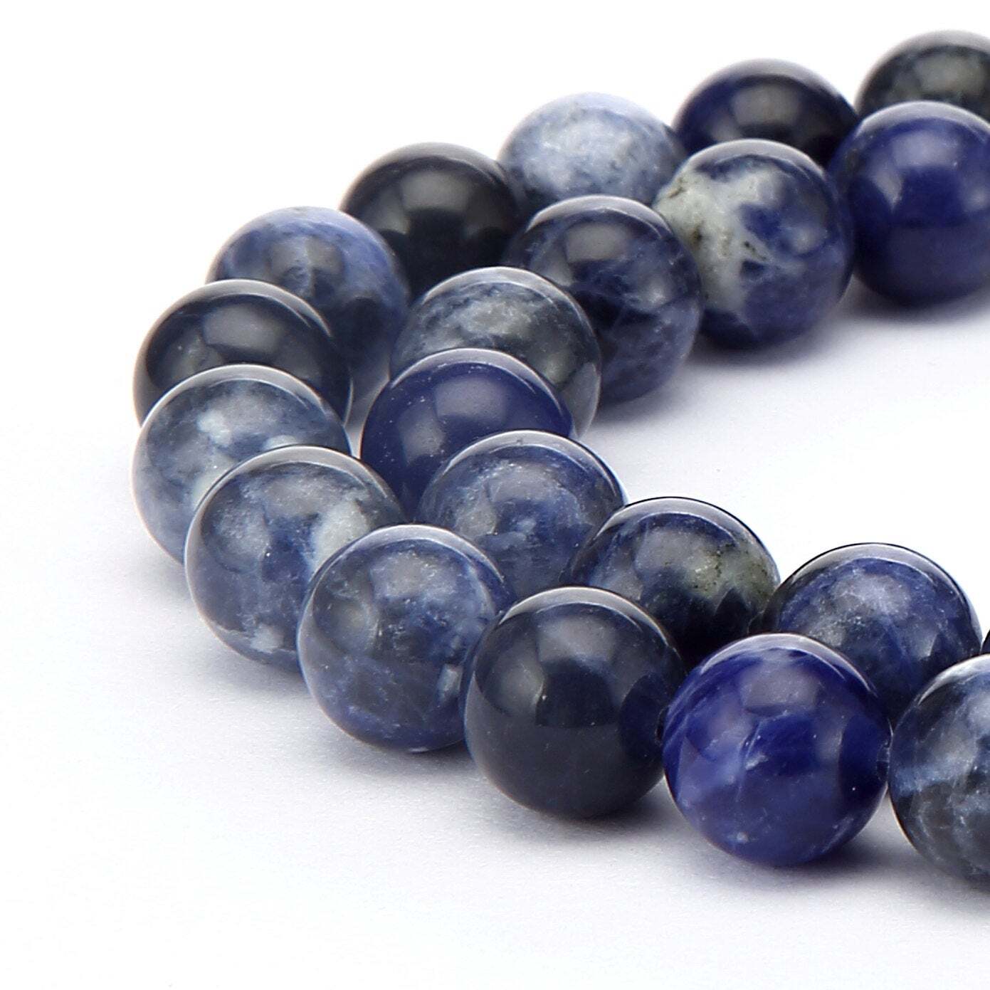 Sodalite Smooth Round Beads 4mm 6mm 8mm 10mm 12mm 14mm 16mm 18mm 15.5″ Strand