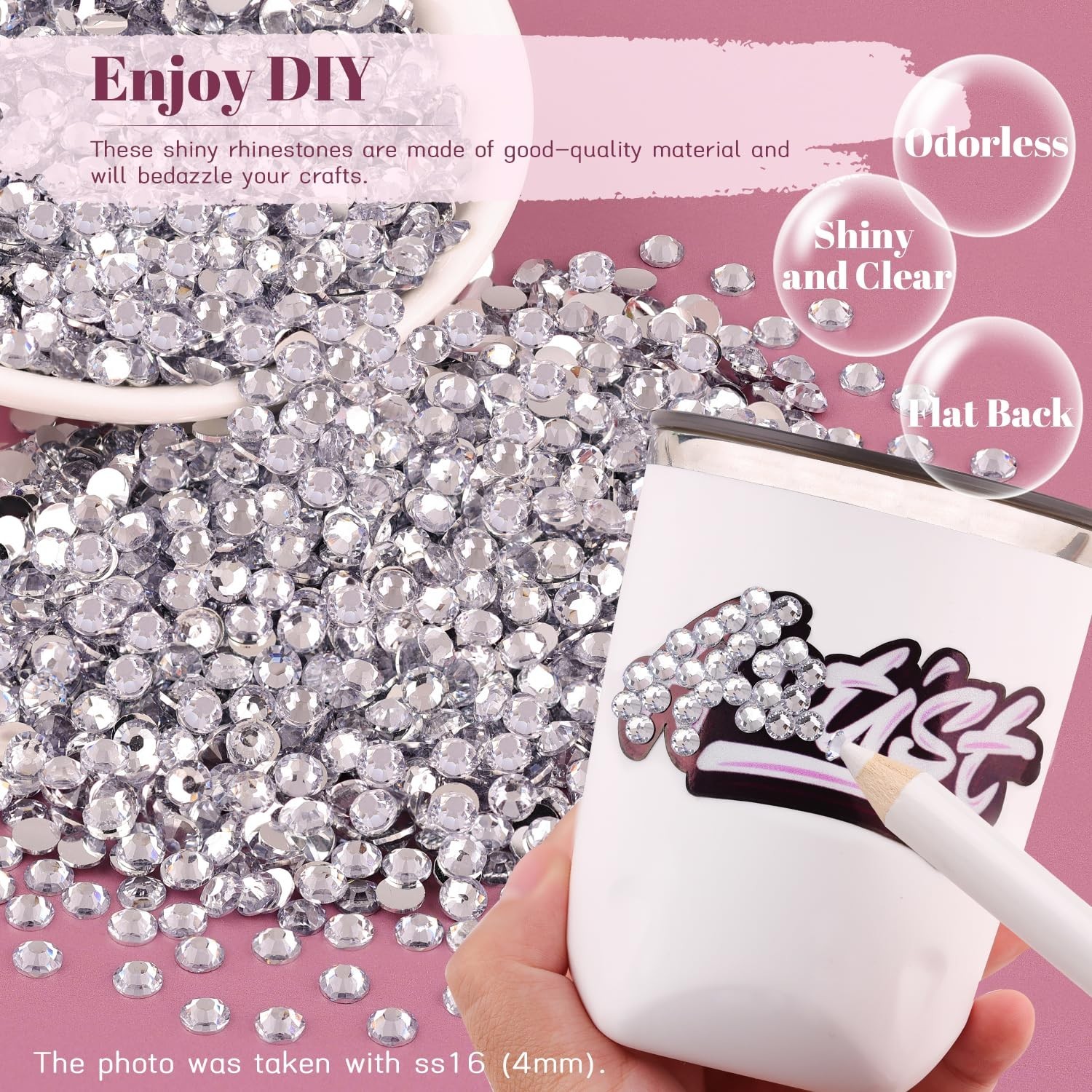 8000PCS 3mm Resin Rhinestones Bulk for Crafting (Clear), Flatback Bedazzling …