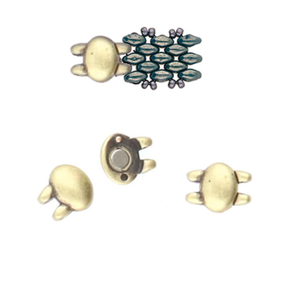 KYPRI II, Superduo, Magnetic Clasp, Cymbal, 1 piece, Ant Brass Plated, (cym70)