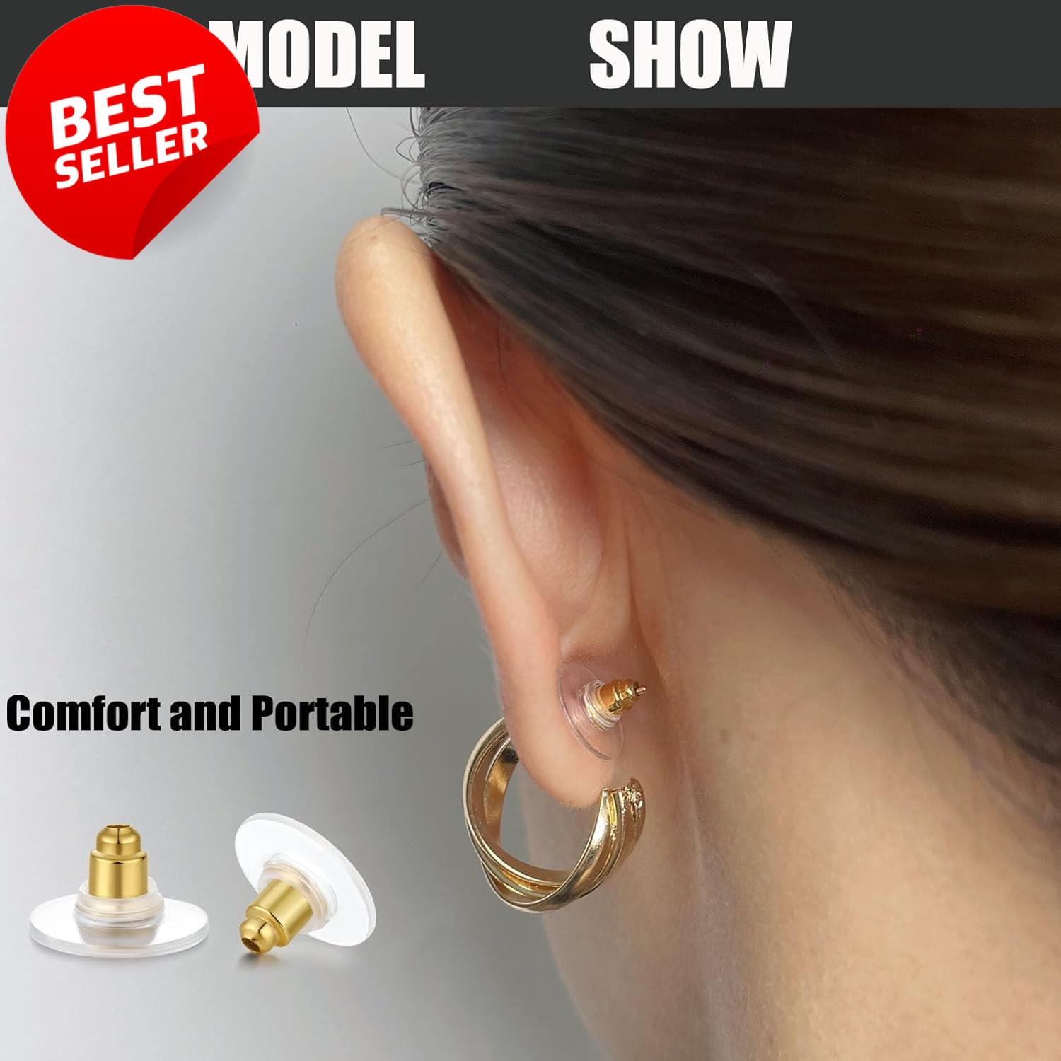 100pcs Gold Fishhook Earring Backs Bullet Clutch for Studs & Hoops – US