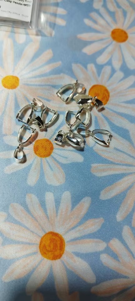 10PCS 925 Sterling Silver Bail Connector Pinch Clasp Pendant Jewelry Making DIY