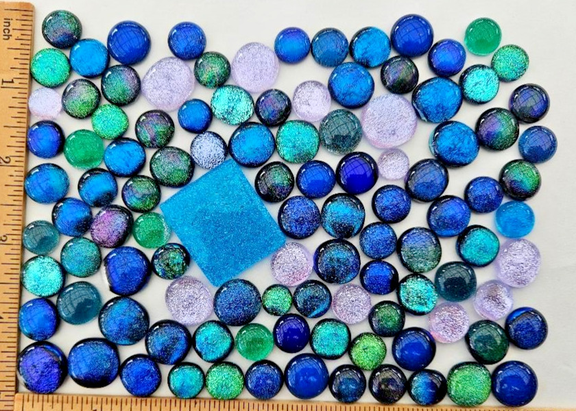 100 Plus Assorted Handcrafted Dichroic Glass Cabochons/Lot/Jewelry Making/COE 90