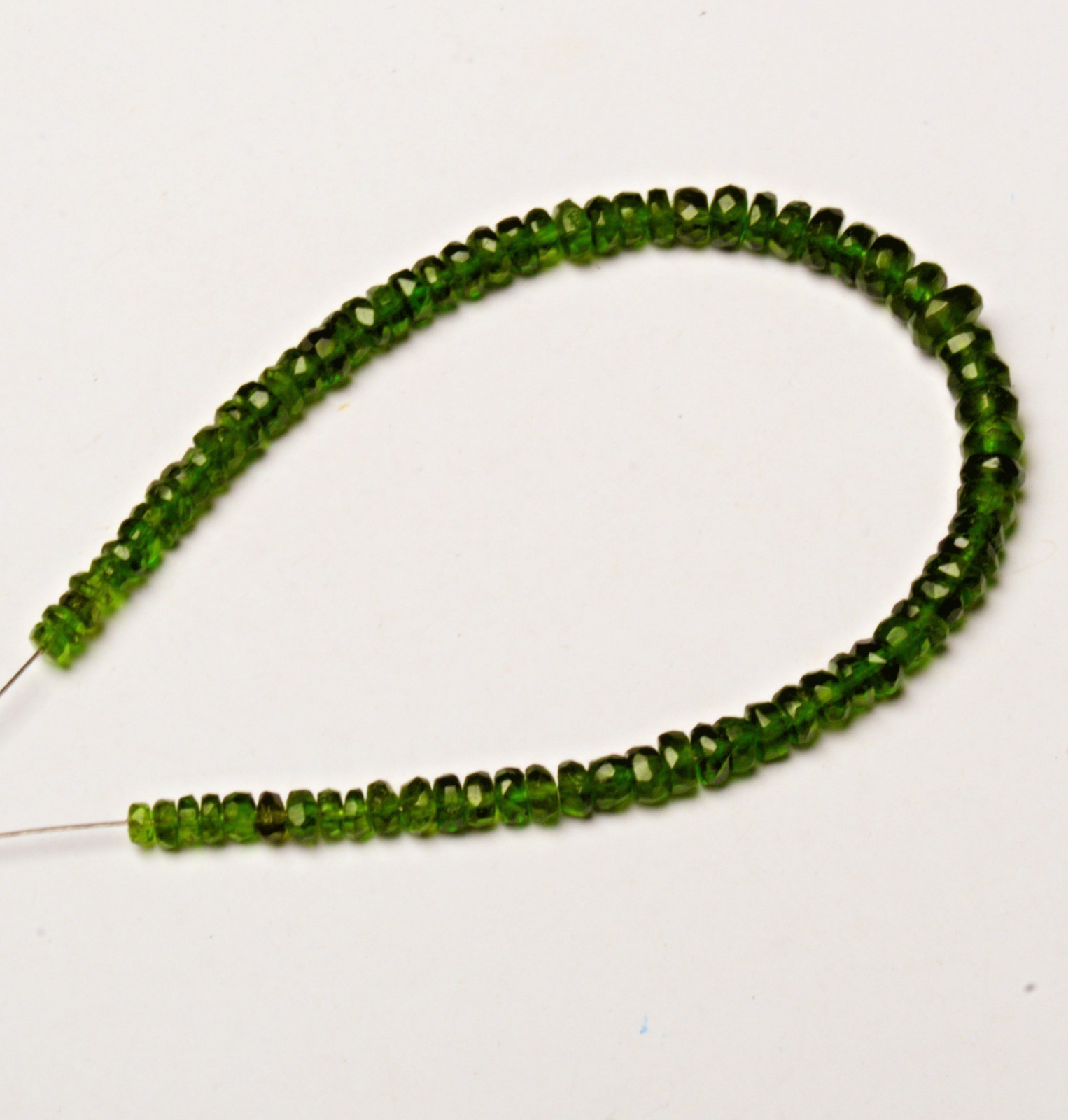 Natural Chrome Diopside Gemstone 3 to 5 mm Size Faceted Rondelle Shape Beads 6″